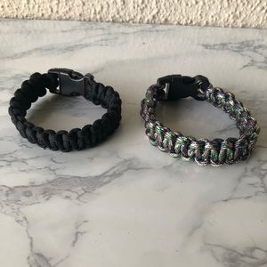 Paracord Bracelet Cobra Style set of 2 all black and army camouflage color new